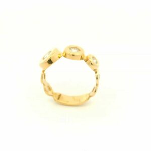 Anel Ouro 3 Pedras Zirconias
